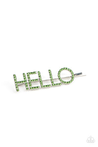 Hello There - Green Rhinestone Hair Pin - Sabrina's Bling Collection