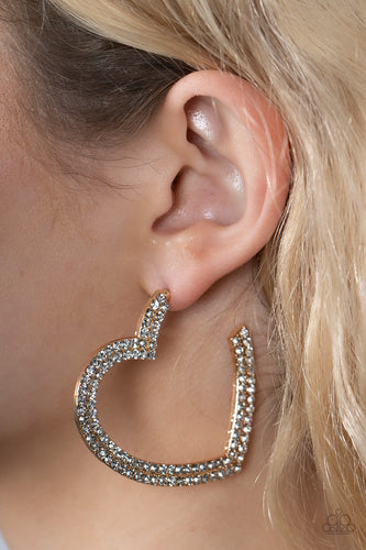 AMORE to Love - Gold Heart Hoop Earrings - Sabrina's Bling Collection