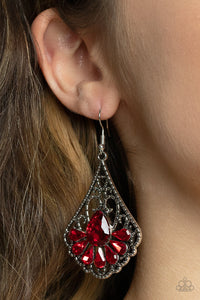 Exemplary Elegance - Red Teardrop Earrings - Sabrina's Bling Collection