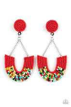 Load image into Gallery viewer, Make it RAINBOW - Red & Multi Seed Bead Earrings - Sabrina's Bling Collection