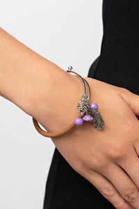 Running a-FOWL - Purple Stone & Feather Bracelet - Sabrina's Bling Collection