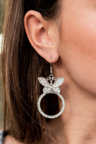 Paradise Found - White Rhinestone Butterfly Earrings - Life Of The Party November 2021 - Sabrina's Bling Collection