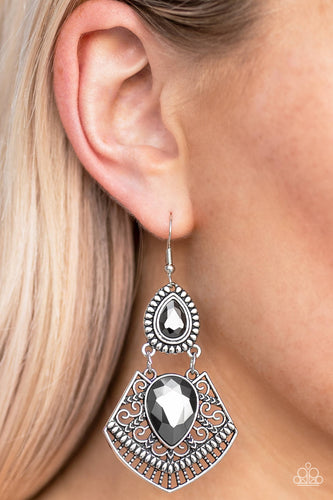 Royal Remix - Silver Hematite Rhinestone Earrings - Sabrinas Bling Collection