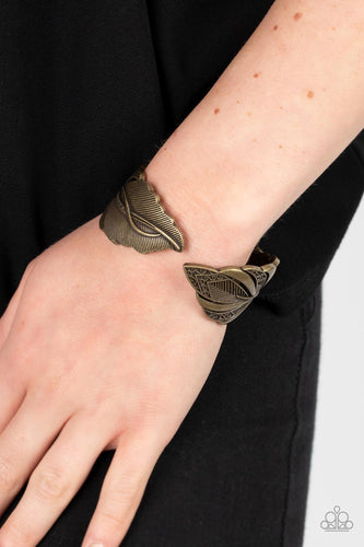 American Art - Brass Feather Bracelet - Sabrinas Bling Collection