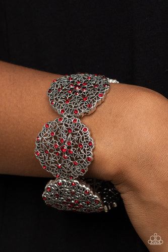 All in the Details - Red Rhinestone Bracelet - Sabrinas Bling Collection
