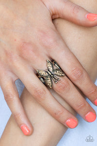 Blinged Out Butterfly - Brass Butterfly Ring - Sabrina's Bling Collection