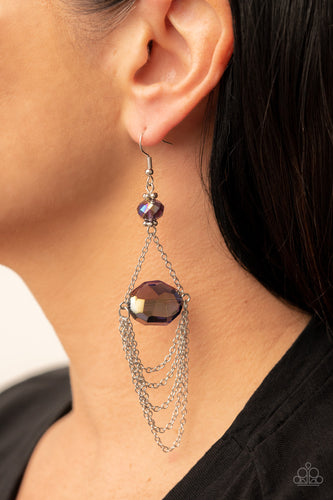 Ethereally Extravagant - Purple Oil Spill Earrings - Sabrina's Bling Collection