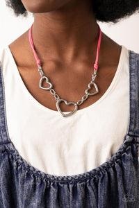 Fashionable Flirt - Pink & Silver Heart Necklace - Sabrina's Bling Collection
