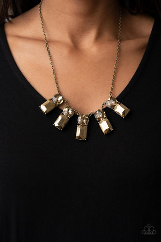 Celestial Royal - Brass & Topaz Rhinestone Necklace - Sabrina's Bling Collection