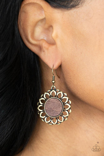 Farmhouse Fashionista - Brass & Wood Earrings - Sabrina's Bling Collection