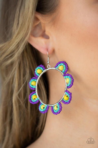 Groovy Gardens - Yellow, Purple & Turquoise Earrings - Sabrinas Bling Collection