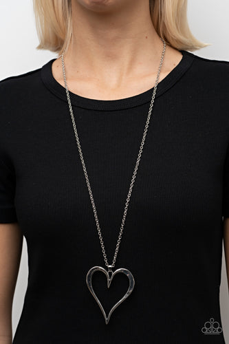 Hopelessly In Love - Silver Hammered Heart Necklace - Sabrina's Bling Collection
