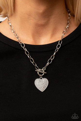If You LUST - White Heart Toggle Necklace - Sabrina's Bling Collection