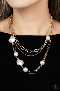 Modern Innovation - Gold & White Pearl Necklace - Sabrina's Bling Collection