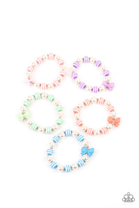 Little Divas - Bow & White Pearl Stripe Bracelet 5 Pack - Sabrina's Bling Collection