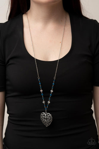 Doting Devotion - Blue Heart Necklace - Sabrina's Bling Collection
