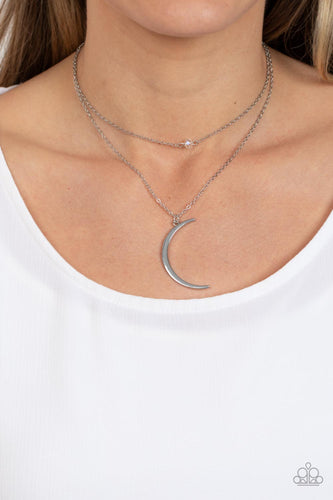 Modern Moonbeam - White Half-Moon Necklace - Sabrinas Bling Collection