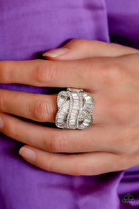 Six-Figure Flex - White Rhinestone Ring - Life Of The Party October 2022 - Sabrina's Bling Collection