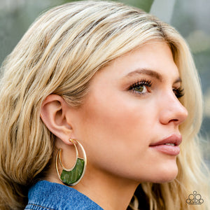 Contemporary Curves - Green Hoop Earrings - Sabrina's Bling Collection
