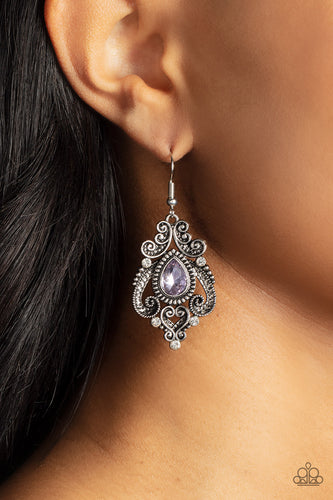 Palace Perfection - Purple Rhinestone Earrings - Sabrina's Bling Collection