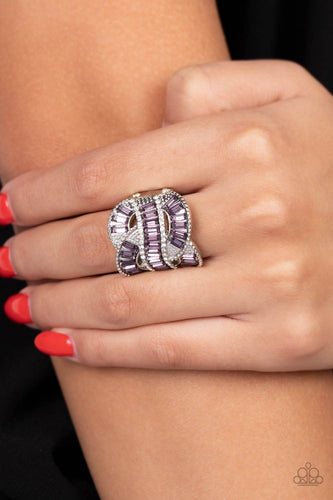 Six-Figure Flex - Purple Rhinestone Ring- Sabrinas Bling Collection