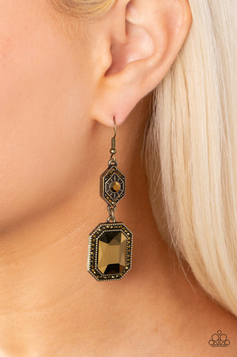 Starry-Eyed Sparkle - Brass Earrings - Sabrina's Bling Collection