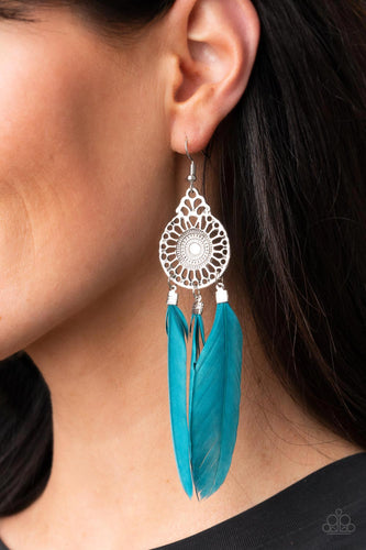 Pretty in PLUMES - Blue Feather Earrings - Sabrina's Bling Collection