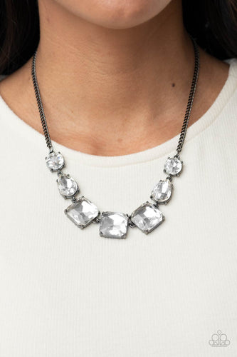 Unfiltered Confidence - Black & White Rhinestone Necklace - Sabrina's Bling Collection