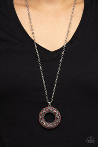 Wintry Wreath - Red Rhinestone Necklace - Sabrina's Bling Collection