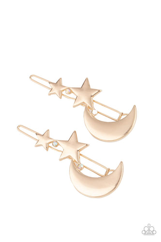 At First TWILIGHT - Gold Moon Hair Barrettes - Sabrina's Bling Collection