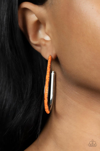 Beaded Bauble - Orange Seed Bead Hoop Earrings - Sabrina's Bling Collection