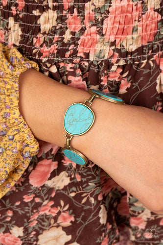 Flat Out Frontier - Brass & Turquoise Bracelet - Sabrina's Bling Collection
