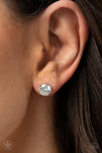 Just In TIMELESS - White Rhinestone Blockbuster Earrings - Sabrina's Bling Collection