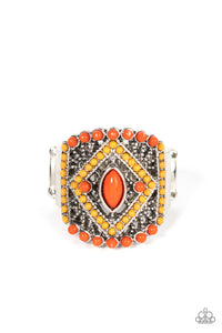 Amplified Aztec - Orange Textile Ring - Sabrina's Bling Collection