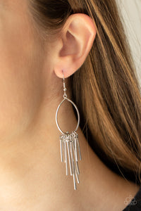 Mood Swing - Silver Teardrop & Fringe Earrings - Sabrina's Bling Collection