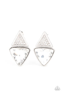 Risky Razzle - White Rhinestone Earrings - Sabrina's Bling Collection