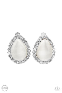 Downright Demure - White Cat's Eye Earrings - Sabrinas Bling Collection