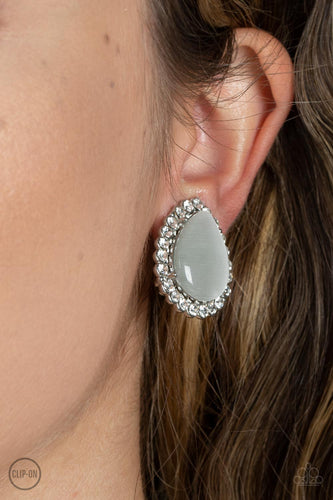 Downright Demure - White Cat's Eye Earrings - Sabrinas Bling Collection
