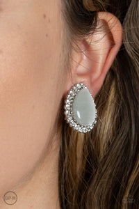 Downright Demure - White Cat's Eye Earrings - Sabrinas Bling Collection