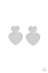 Heart-Racing Refinement - Silver Heart Earrings - Sabrina's Bling Collection
