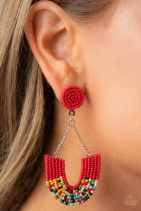 Make it RAINBOW - Red & Multi Seed Bead Earrings - Sabrina's Bling Collection