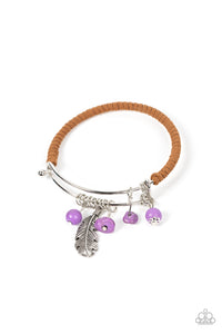 Running a-FOWL - Purple Stone & Feather Bracelet - Sabrina's Bling Collection