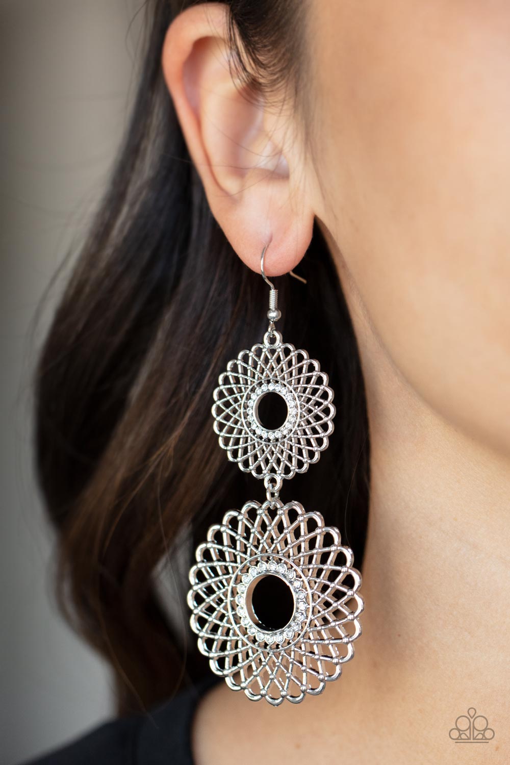 Regal Roulette - White Earrings - Sabrina's Bling Collection