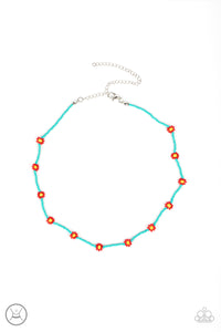 Colorfully Flower Child - Blue Turquoise Seed Bead Necklace - Sabrina's Bling Collection