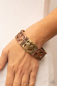 Legendary Lovers - Multi Copper & Brass Heart Bracelet