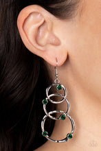 Load image into Gallery viewer, Revolving Radiance - Green Rhinestone Earrings - Sabrina&#39;s Bling Collection