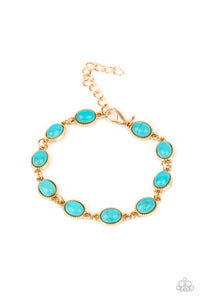 Desert Day Trip - Blue Turquoise & Gold Bracelet - Sabrina's Bling Collection
