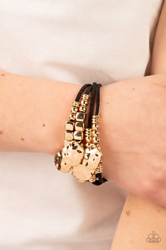 Token Trek - Gold & Black Suede Bracelet - Sabrina's Bling Collection