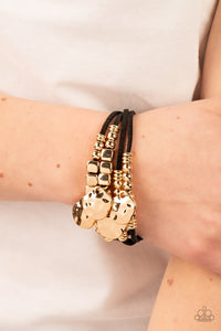 Token Trek - Gold & Black Suede Bracelet - Sabrina's Bling Collection