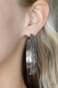 Bossy and Glossy - Silver Hematite Hoop Earrings - Sabrina's Bling Collection